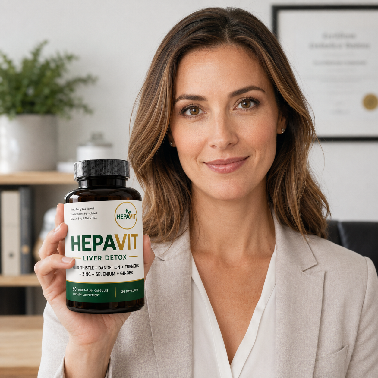 Profesional de la salud recomendando Hepavit Liver Detox