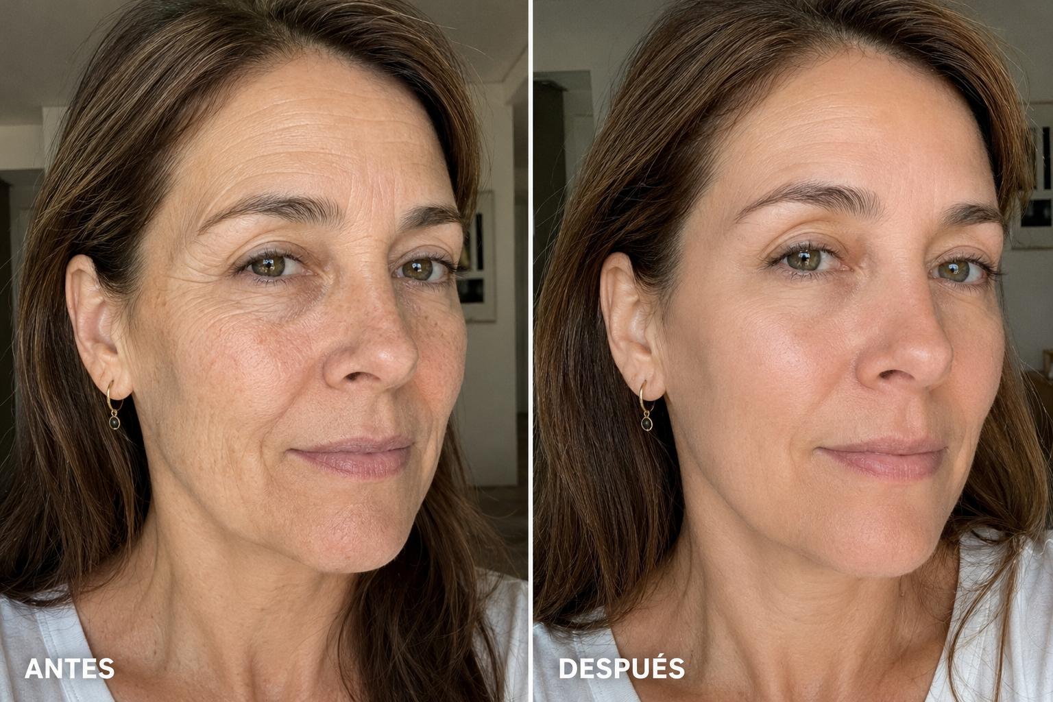 Antes y después de usar Vera Crema Anti-Age